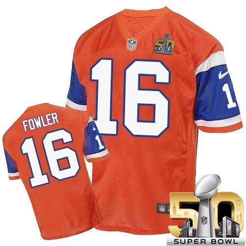 Nike Broncos #16 Bennie Fowler Orange Throwback Super Bowl 50 Men's Stitched NFL Elite Jersey